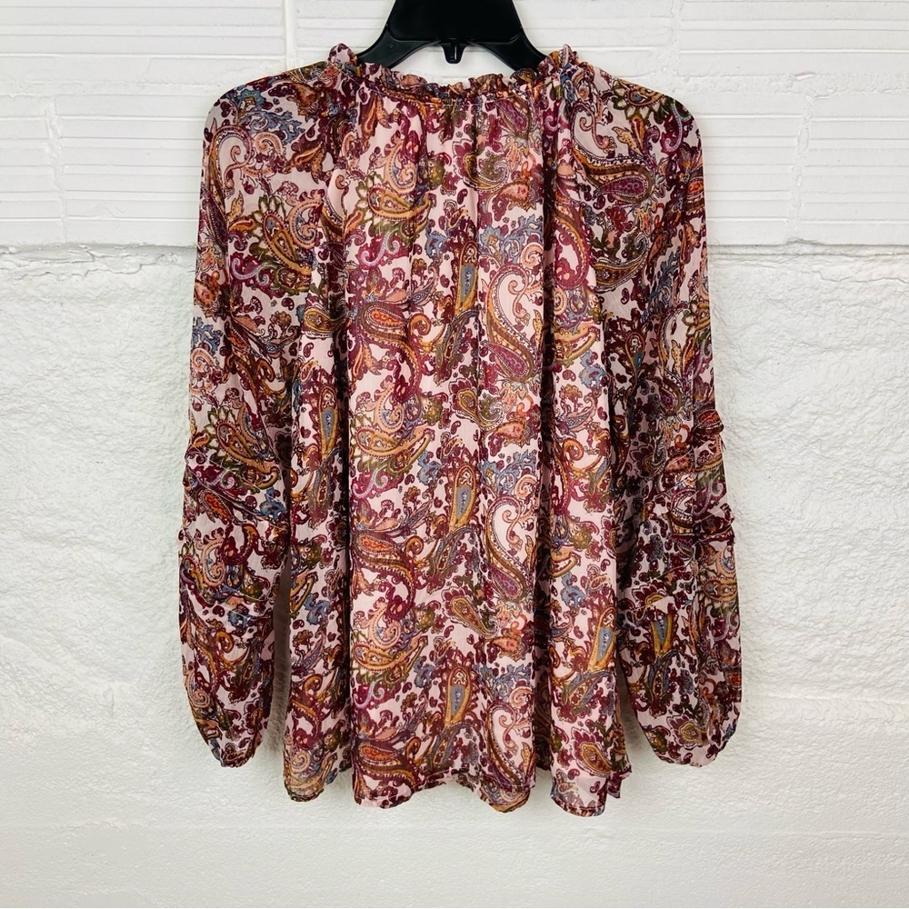 JESSICA SIMPSON MATERNITY pink tassel paisley peasant boho blouse size small - Picture 4 of 15